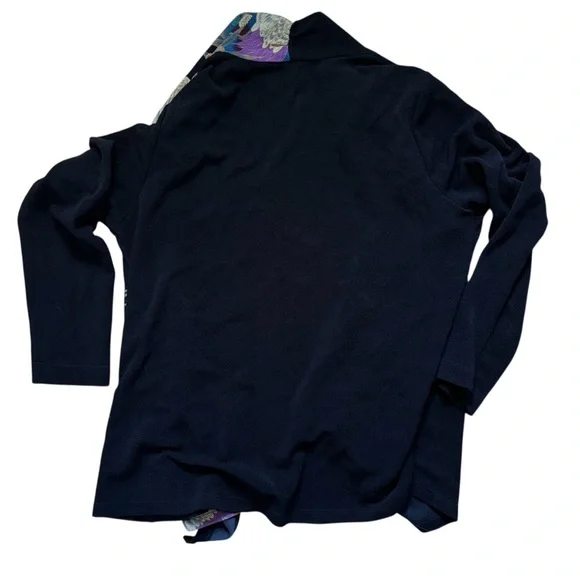 Soft Surroundings Printed Open Black Knit Stretch Cardigan Size XL Extra Large - Picture 3 of 6